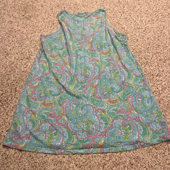 Lauren Ralph Lauren V Neck Sleeveless Nightgown Sz XL Blue Paisley Trad Wife - Picture 4 of 5